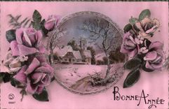 CPA Bonne Annee Fleurs