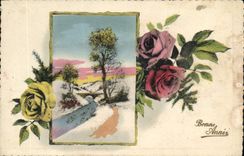 CPA Bonne Annee Fleurs
