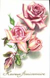 CPA Heureux Anniversaire Fleurs