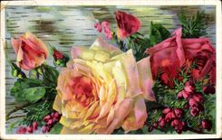 CPA Fantaisie Fleurs