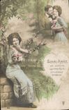 CPA Bonne annee Femme