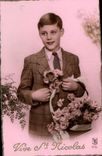 CPA Vive St Nicolas Enfant Fleurs