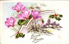 CPA Bonne Annee Fleurs