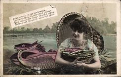 CPA Fantaisie Femme Poissons