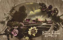 CPA Bonne Annee Fleurs