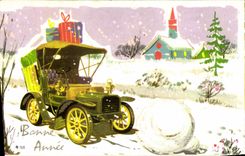 CPA Bonne Annee Automobile