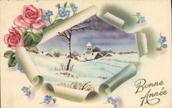 CPA Bonne Annee Fleurs