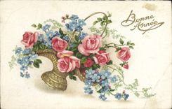 CPA Bonne Annee Fleurs