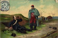 CPA Un Secours Militaria