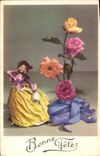 CPA Fantaisie Fleurs Bonne fete Santon