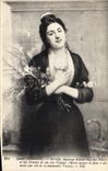 CPA Leonie Dusseuil Museille heureise d'avoir recu des Fleurs et des Osseaux de son ams Vincent 