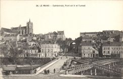 CPA Le Mans Cathedrale Pont en X et Tunnel 