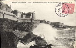 CPA Cote d'Emeraude Saint Malo La Plage de Bon Secours un jour de Tempete 