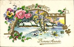 CPA Bonne Annee Fleurs