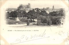 CPA Reims Vue prise de la Gare 
