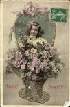CPA Amitie Sincere Enfant Fleurs