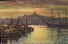 CPA Marseille Bouches du Rhone Un coin du Vieux Port Bateaux