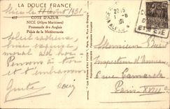 CPA Cote d'Azur Nice Alpes Maritimes Promenade des Anglais Palais de la Mediterranee 