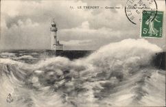 CPA Le Treport Grosse Mer Phare