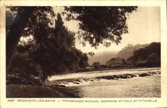 CPA Besancon les Bains Promenade Micaud Barrage St Paul et Citadelle 