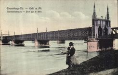 CPA Eisenbahnbrucke Pont sur le Rhin 