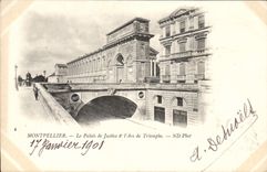 CPA Montpellier le Palais de justice et l'Arc de Triomphe 