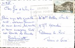 CPA Bouvenir de Lourdes H P la Basilique vue du chateau Fort la Basilique et les montagnes la Grotte