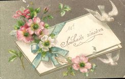 CPA Souhaits sinceres Fleurs Colombes