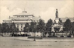 CPA Le Puy la place du Breuil Fontaine Crozatier et le Theatre 