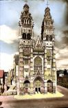 CPA Tours I et L la Cathedrale St Gatien les deux ont ete construites au XVe S et terminee au XVI S 