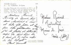 CPA Tours I et L la Cathedrale St Gatien les deux ont ete construites au XVe S et terminee au XVI S 