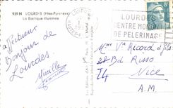 CPA Lourdes Htes Pyrenees La Basilique illuminee 