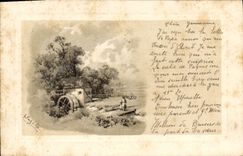 CPA Fantaise Moulin a eau