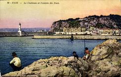 CPA Nice Le Chateau et l'entree du Port 