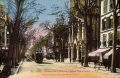 CPA Nice Avenue de la Victoire Eglise Notre Dame Tramway