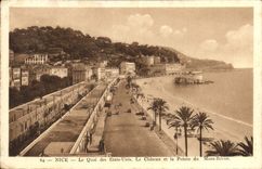 CPA Nice Le Quai des Etans Unis Le Chateau et la Pointe du Mont Boron 