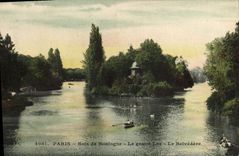CPA Paris Bois de Boulogne Le grand Lac Le Belvedere 