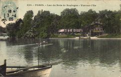 CPA Paris Lac du Bois de Boulogne Vue sur l'Ile 
