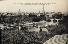 CPA Panorama sur la Seine pris vers la Tour Eiffel 