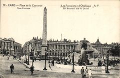 CPA Paris Place de la Corcorde Les Fontaines et l"Obelisque 