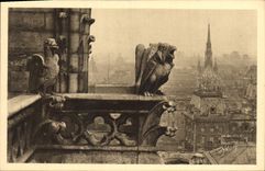 CPA Paris en Flanant Notre Dame de Paris Detail de la facade Nord a droit la Sainte Chapelle 