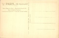 CPA Paris En Flanant Notre Dame de Paris Detail de la Facade Est dans le fond le Pantheon 