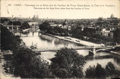 CPA Paris Panorama sur la Seine pris du Pavillon de Flore Notre Dame la Cite et le Pantheon 