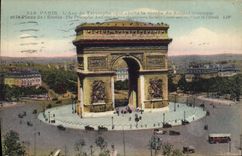 CPA Paris l'Arc de Triomphe qui abrite la Tombe du Soldat inconnu et la place du l'Etoile 