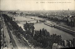 CPA Paris Perspective sur la Seine prise du Louvre 