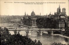 CPA Paris Vue sur la Seine Panorama Notre Dame et le Tribunal de Commerce 