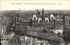 CPA Paris Vue generale de l'Hotel de Ville et de la Rue de Pivoli 