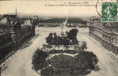 CPA Panorama de Paris Le Louvre le Jardin des Tuileries et les Champs Elysees  