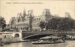 CPA Paris L'Hotel de Ville et le Pont d'Arcole 