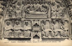 CPA Paris Notre Dame Facade Tympan du Portail de Gauche detail 